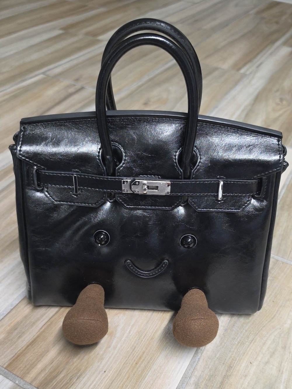 Jellycat x Birkin Style black top-handle bag